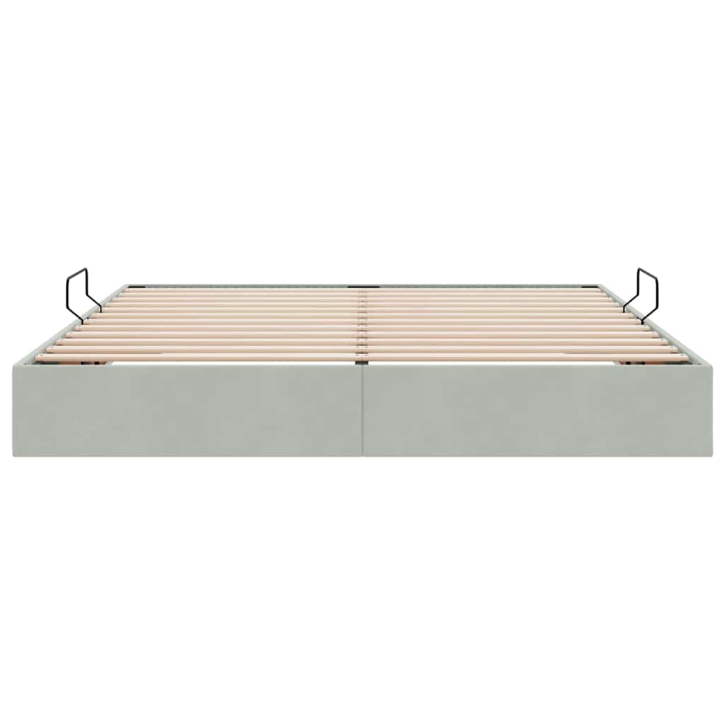 Opslag Bed Met Matras Fluweel 160 x 200 cm Lichtgrijs