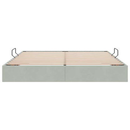 Opslag Bed Met Matras Fluweel 160 x 200 cm Lichtgrijs