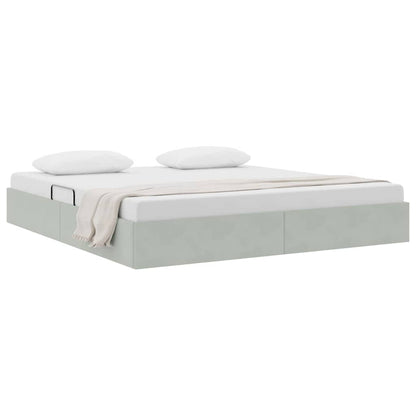Opslag Bed Met Matras Fluweel 160 x 200 cm Lichtgrijs