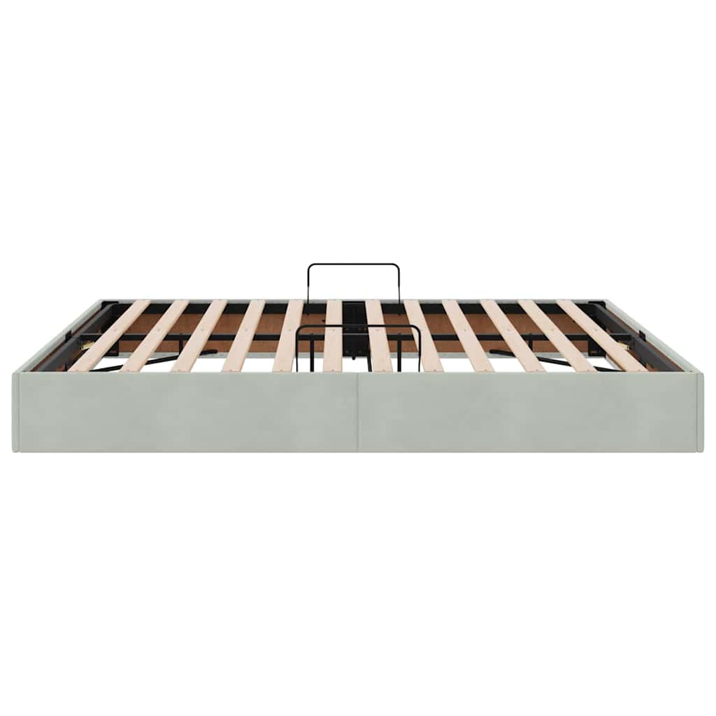 Opslag Bed Met Matras Fluweel 160 x 200 cm Lichtgrijs