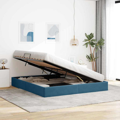 Opslag Bed Met Matras Fluweel 180 x 200 cm Donkerblauw