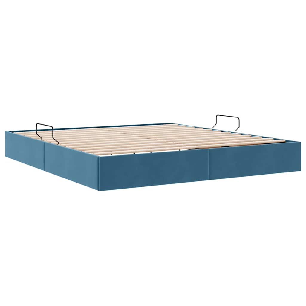 Opslag Bed Met Matras Fluweel 180 x 200 cm Donkerblauw