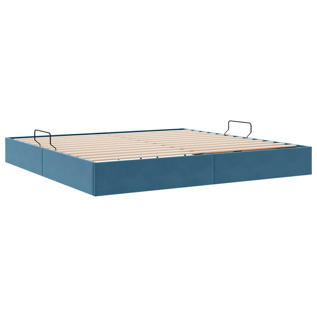 Opslag Bed Met Matras Fluweel 200 x 200 cm Donkerblauw