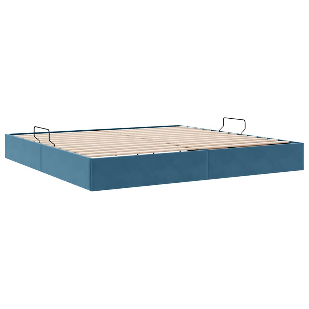 Opslag Bed Met Matras Fluweel 200 x 200 cm Donkerblauw
