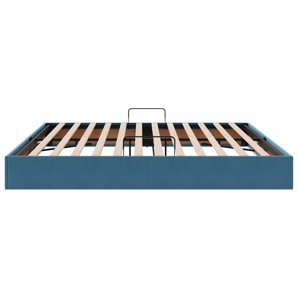 Opslag Bed Met Matras Fluweel 200 x 200 cm Donkerblauw