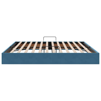 Opslag Bed Met Matras Fluweel 200 x 200 cm Donkerblauw