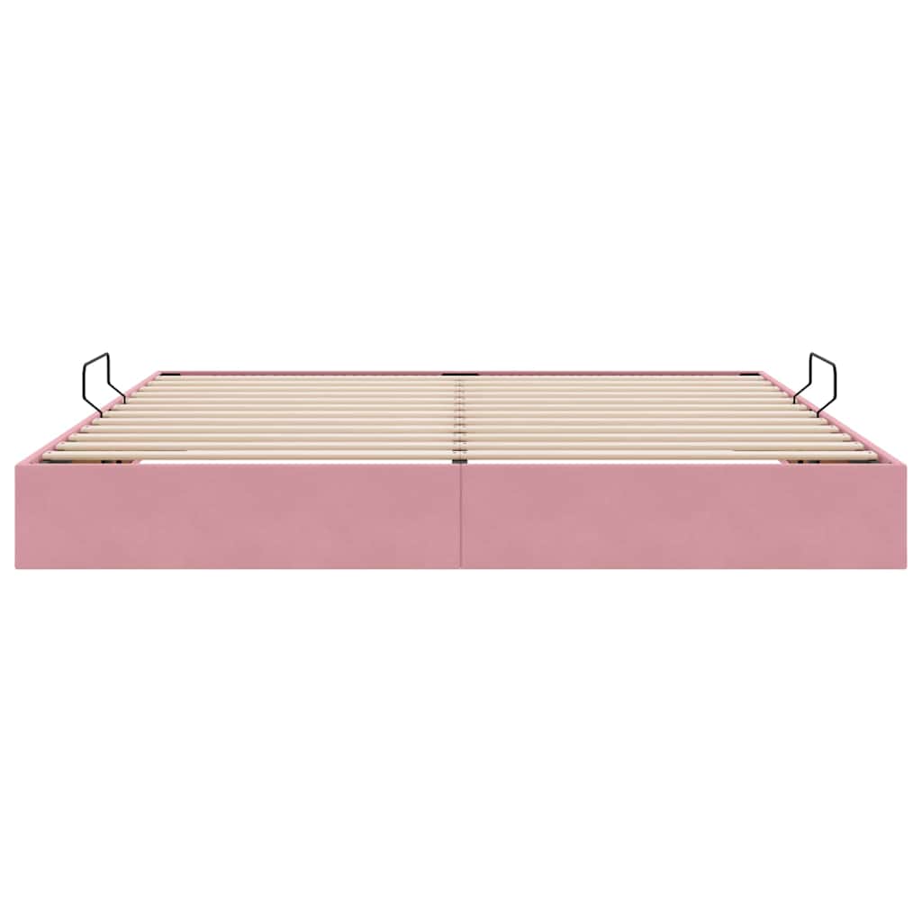Opslag Bed Met Matras Met Hoofdeinde Fluweel 200 x 200 cm Roze