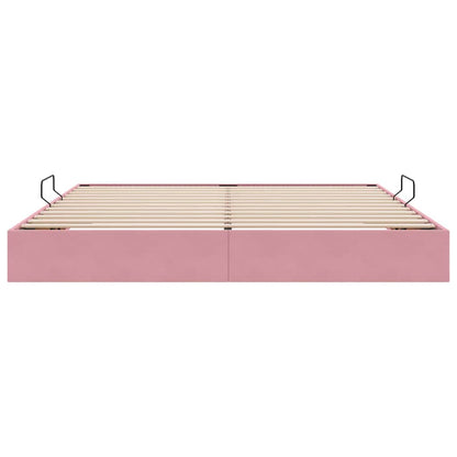Opslag Bed Met Matras Met Hoofdeinde Fluweel 200 x 200 cm Roze