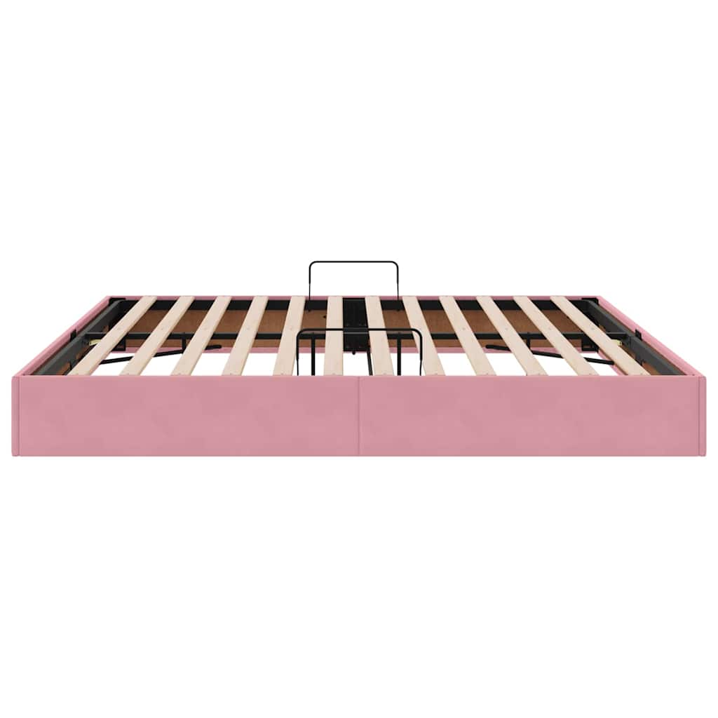Opslag Bed Met Matras Met Hoofdeinde Fluweel 200 x 200 cm Roze