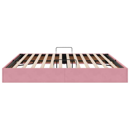 Opslag Bed Met Matras Met Hoofdeinde Fluweel 200 x 200 cm Roze
