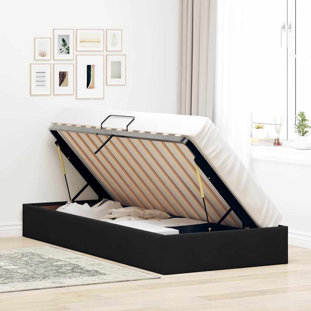 Opslag bed met matras met hoofdeinde Zwart 90 x 190 cm Fluweel