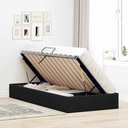 Opslag bed met matras met hoofdeinde Zwart 90 x 190 cm Fluweel
