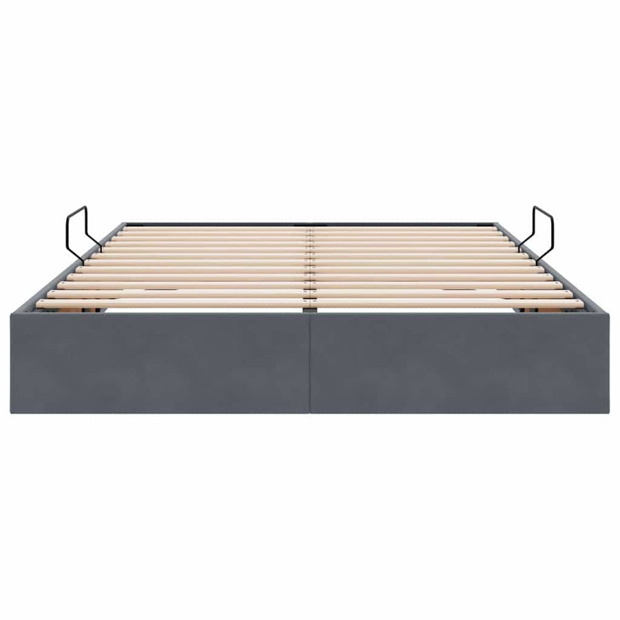 Opslag bed met matras Donkergrijs 135 x 190 cm Fluweel