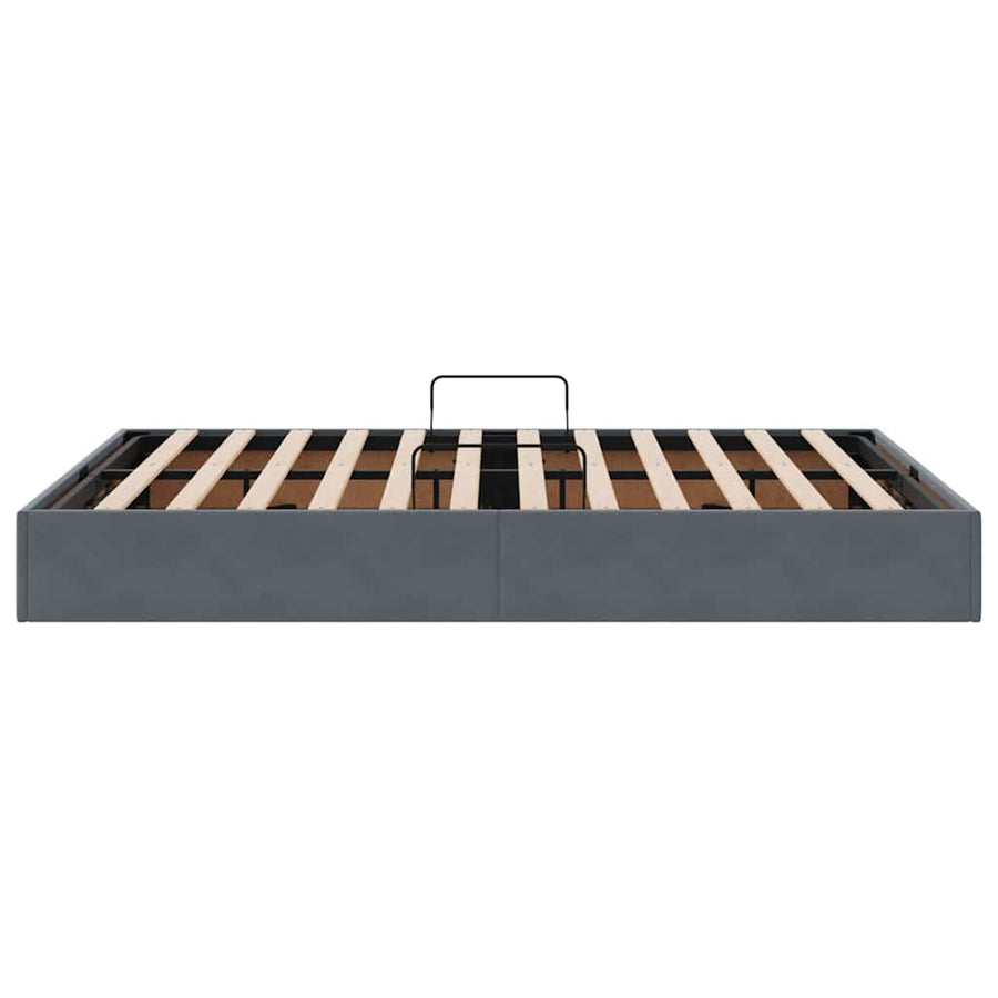 Opslag bed met matras Donkergrijs 135 x 190 cm Fluweel