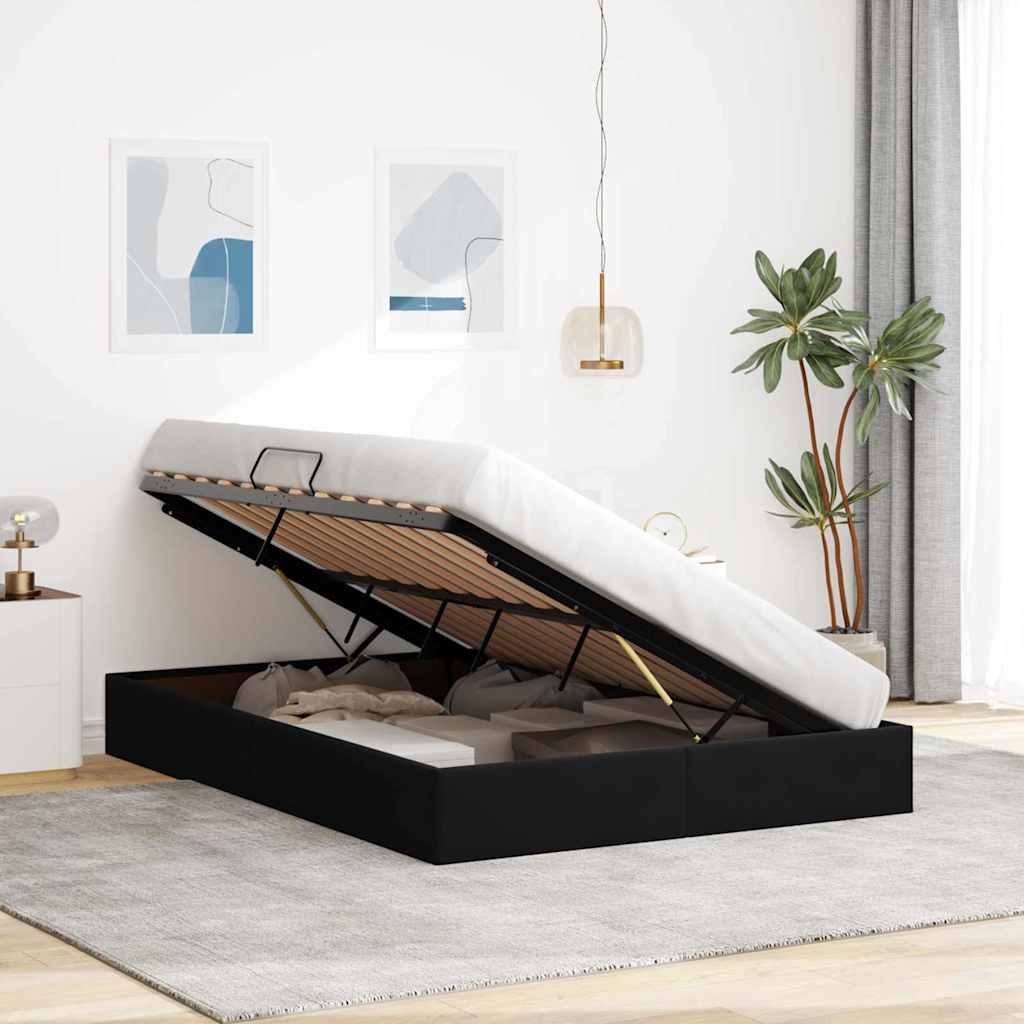 Opslag bed met matras met hoofdeinde Zwart 135 x 190 cm Fluweel