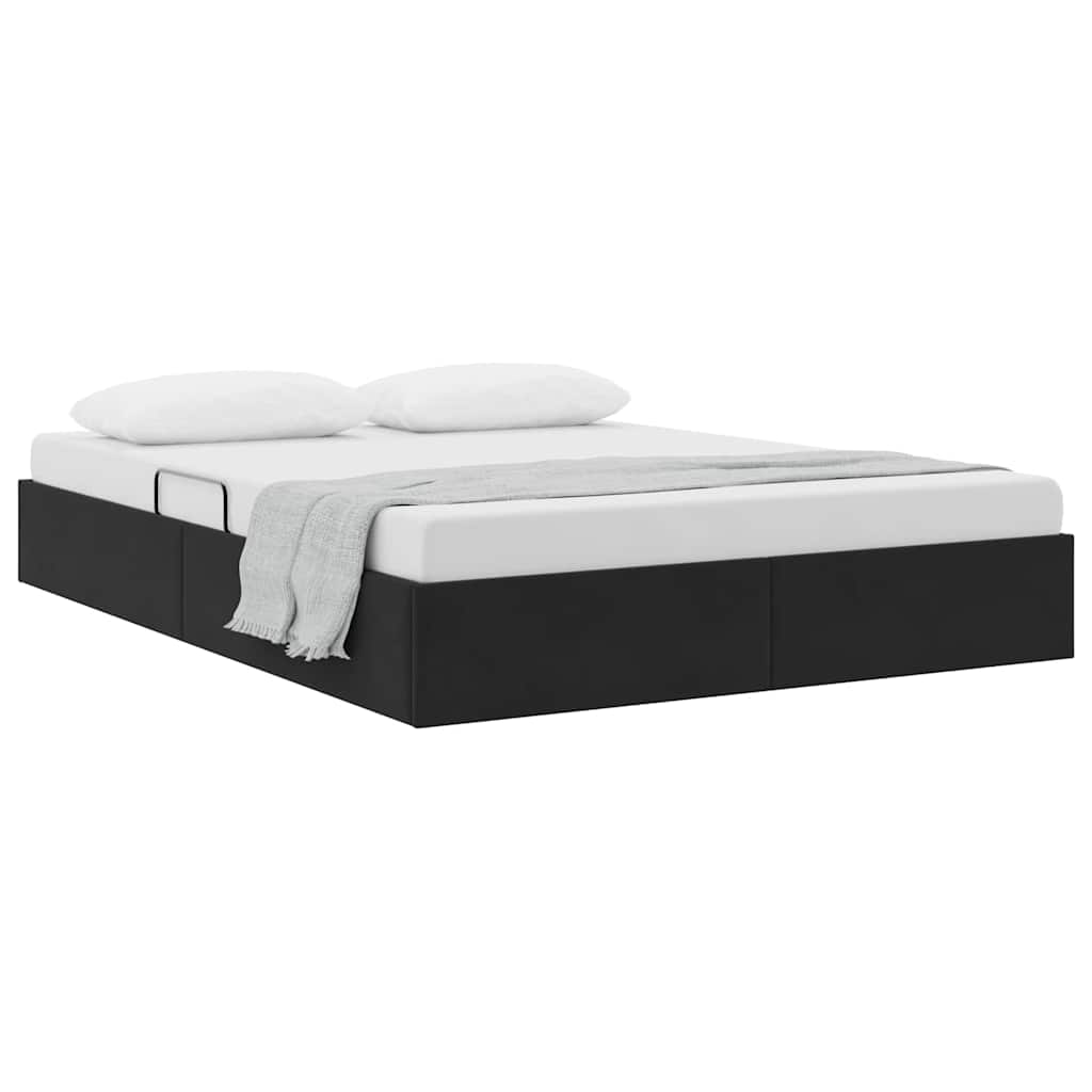 Opslag bed met matras met hoofdeinde Zwart 135 x 190 cm Fluweel