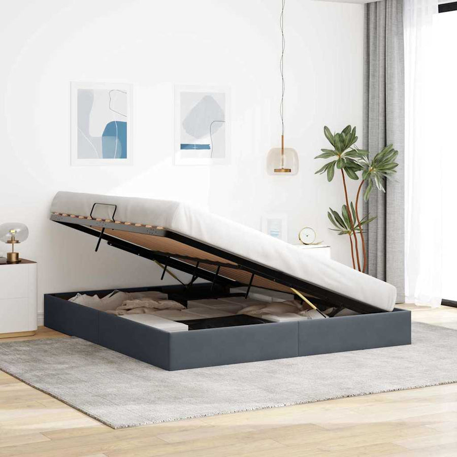 Opslag bed met matras Donkergrijs 180 x 200 cm Fluweel