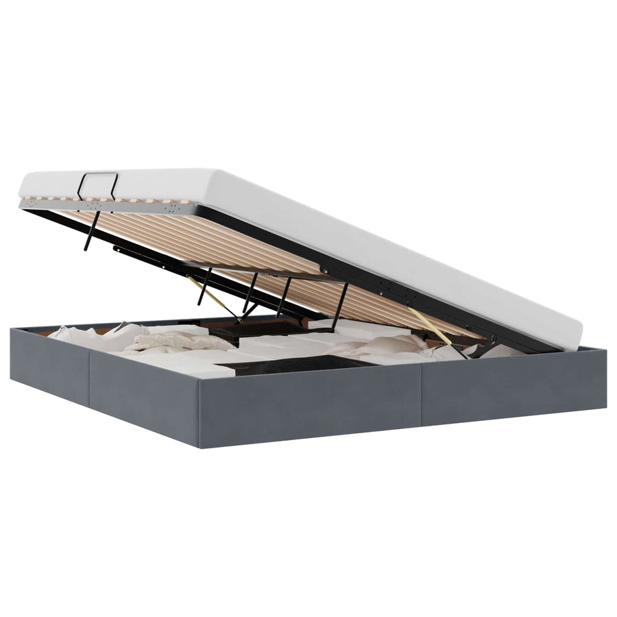 Opslag bed met matras Donkergrijs 180 x 200 cm Fluweel
