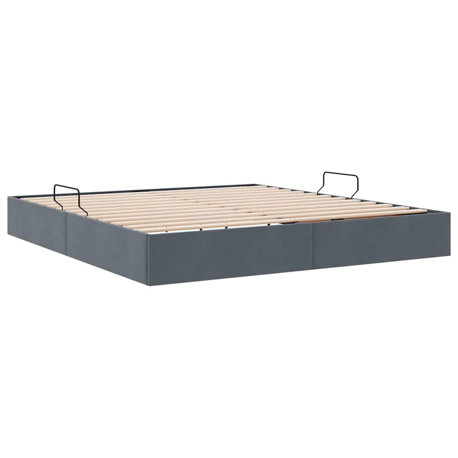 Opslag bed met matras Donkergrijs 180 x 200 cm Fluweel