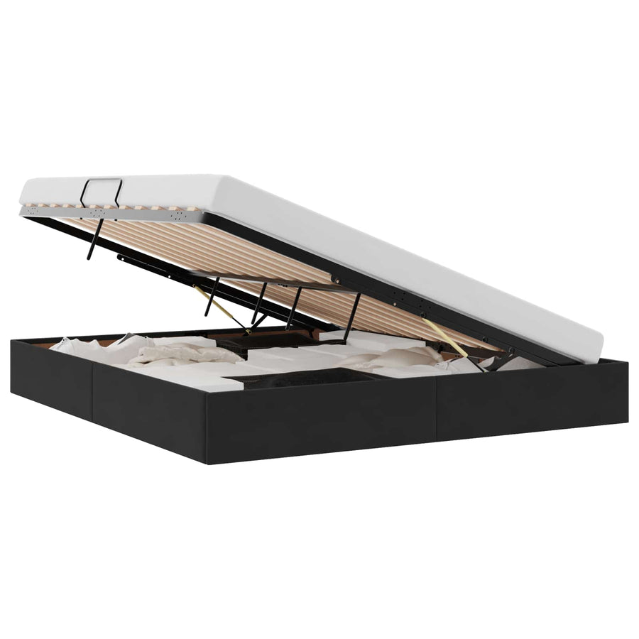 Opslag bed met matras met hoofdeinde Zwart 180 x 200 cm Fluweel