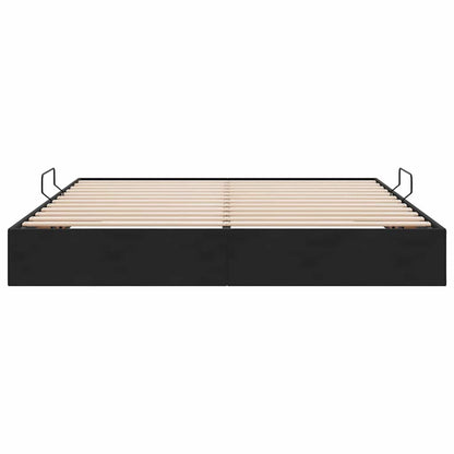 Opslag bed met matras met hoofdeinde Zwart 180 x 200 cm Fluweel