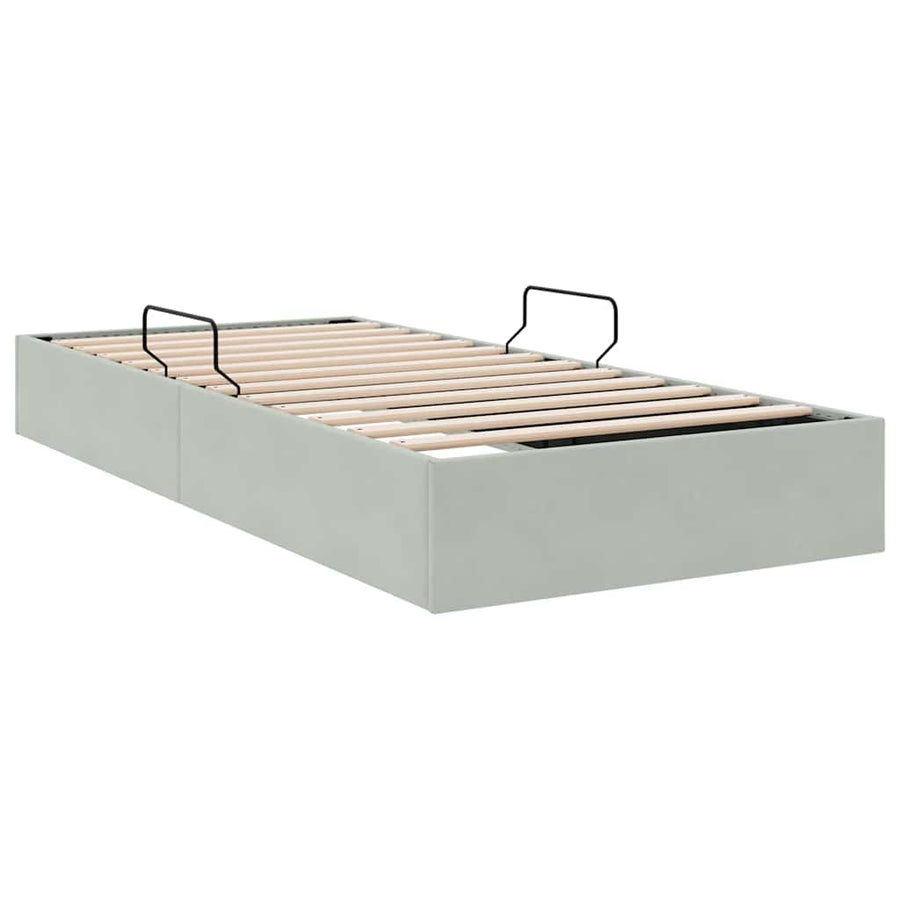 Opslag bed met opslag Lichtgrijs 100 x 190 cm fluweel