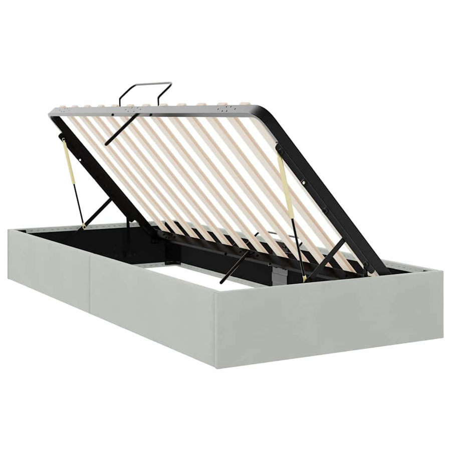 Opslag bed met opslag Lichtgrijs 100 x 190 cm fluweel