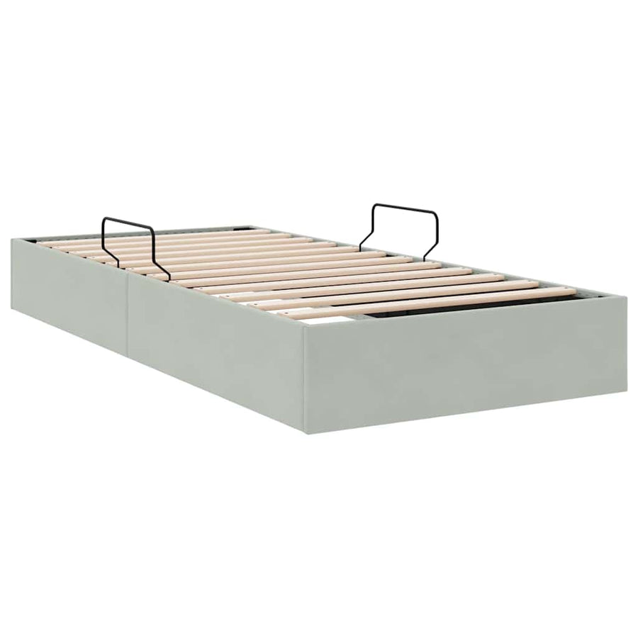 Opslag bed met opslag Lichtgrijs 100 x 190 cm fluweel