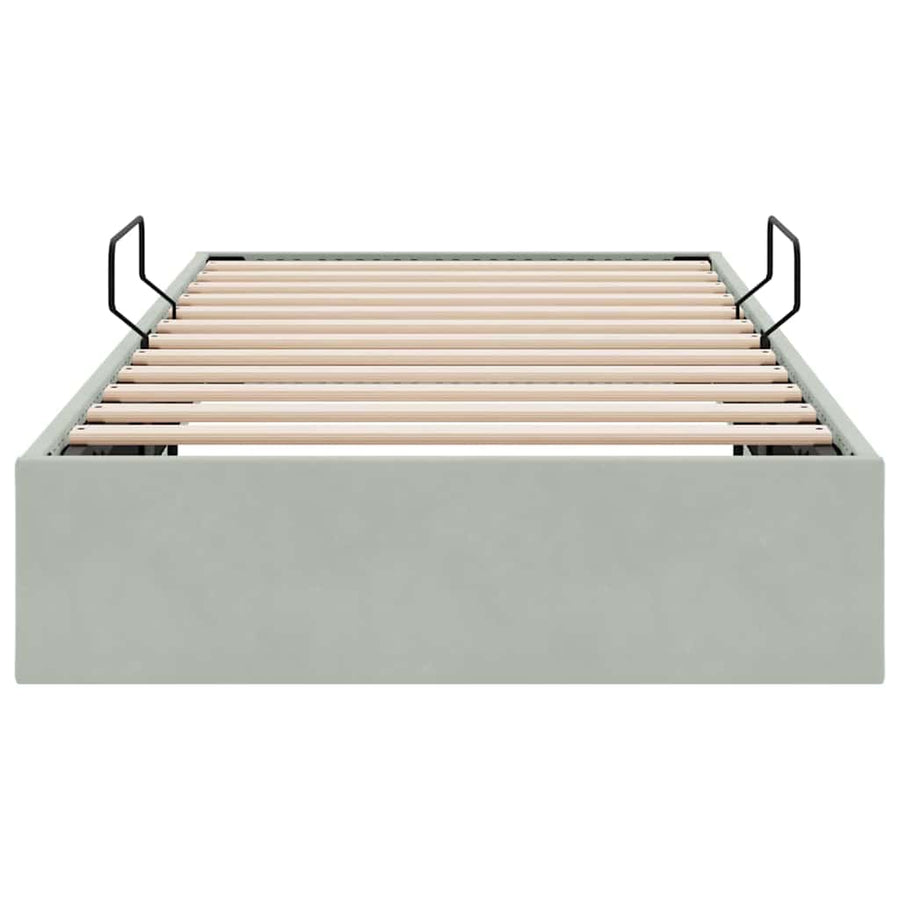 Opslag bed met opslag Lichtgrijs 100 x 190 cm fluweel