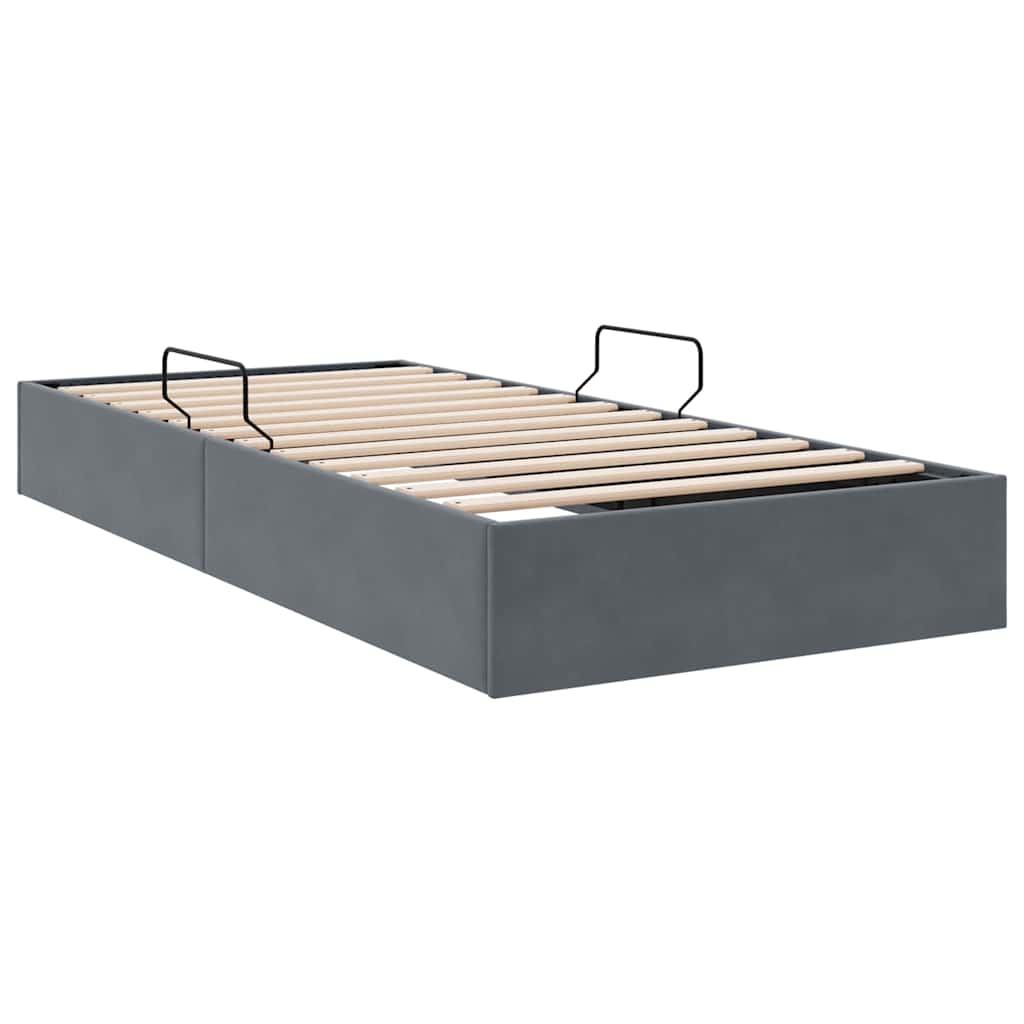Opslag bed met matras Donkergrijs 100 x 190 cm Fluweel