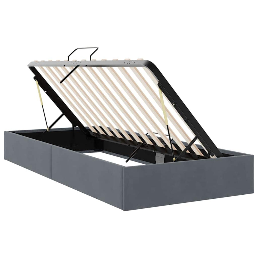 Opslag bed met matras Donkergrijs 100 x 190 cm Fluweel