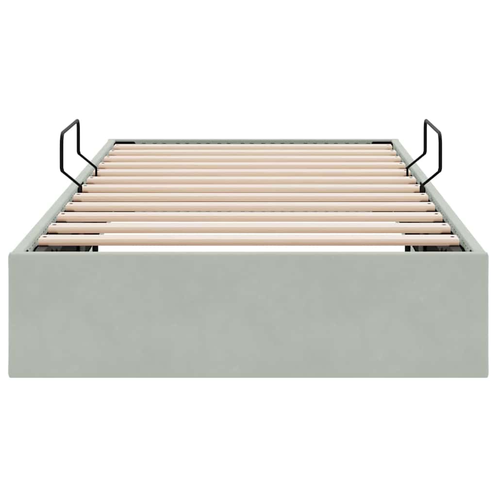 Opslag bed met matras Lichtgrijs 100 x 203 cm Fluweel