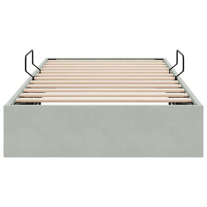 Opslag bed met matras Lichtgrijs 100 x 203 cm Fluweel