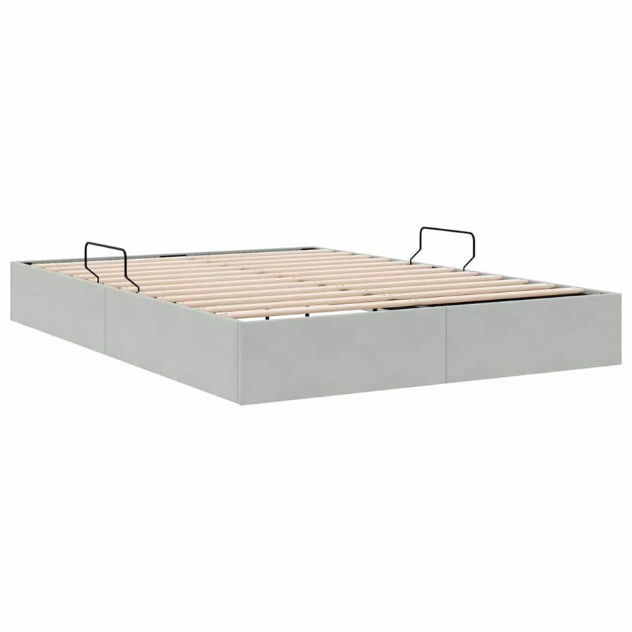 Opslag bed met opslag Lichtgrijs 153 x 203 cm fluweel