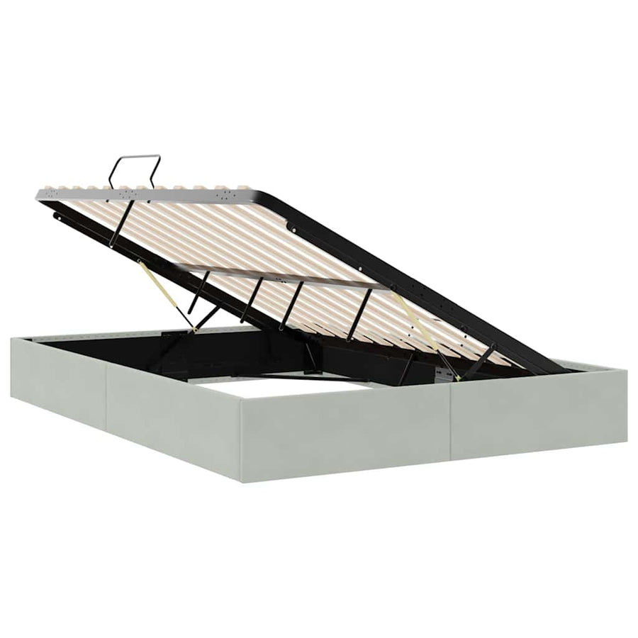 Opslag bed met opslag Lichtgrijs 153 x 203 cm fluweel