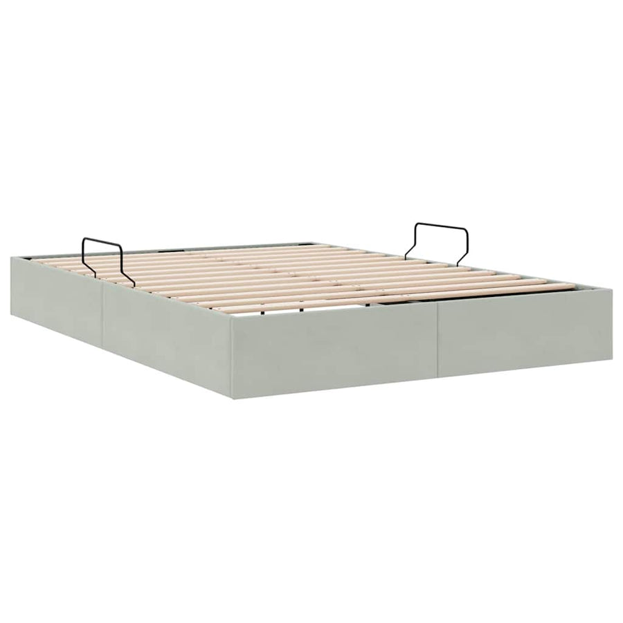 Opslag bed met opslag Lichtgrijs 153 x 203 cm fluweel