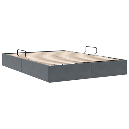 Opslag bed met matras Donkergrijs 153 x 203 cm Fluweel