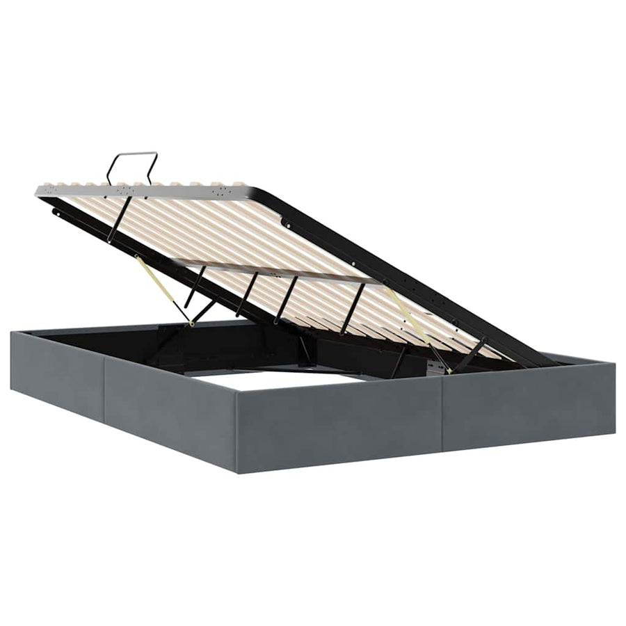 Opslag bed met matras Donkergrijs 153 x 203 cm Fluweel