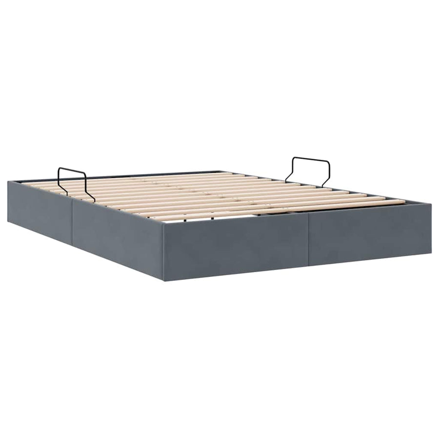 Opslag bed met matras Donkergrijs 153 x 203 cm Fluweel