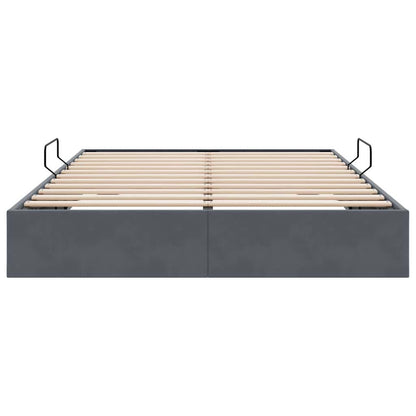 Opslag bed met matras Donkergrijs 153 x 203 cm Fluweel