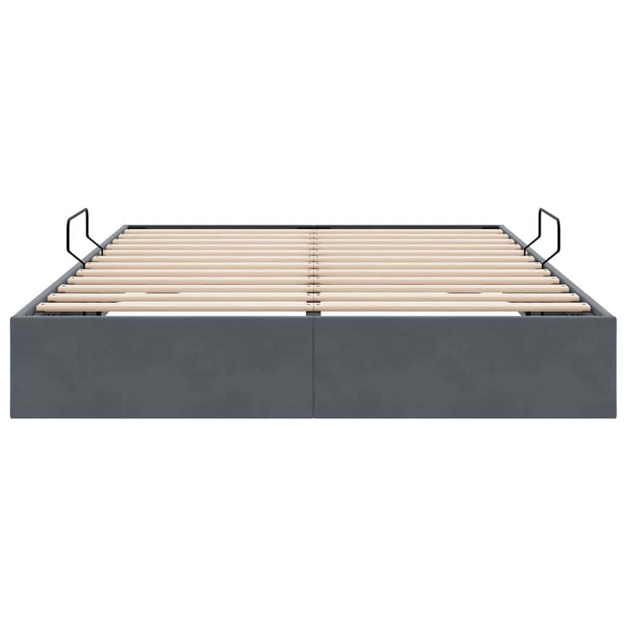 Opslag bed met matras Donkergrijs 153 x 203 cm Fluweel