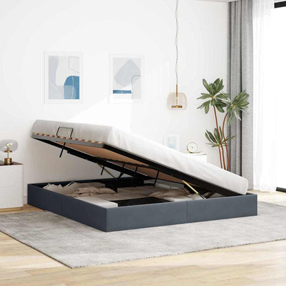 Opslag bed met opslag Donkergrijs 193 x 203 cm fluweel