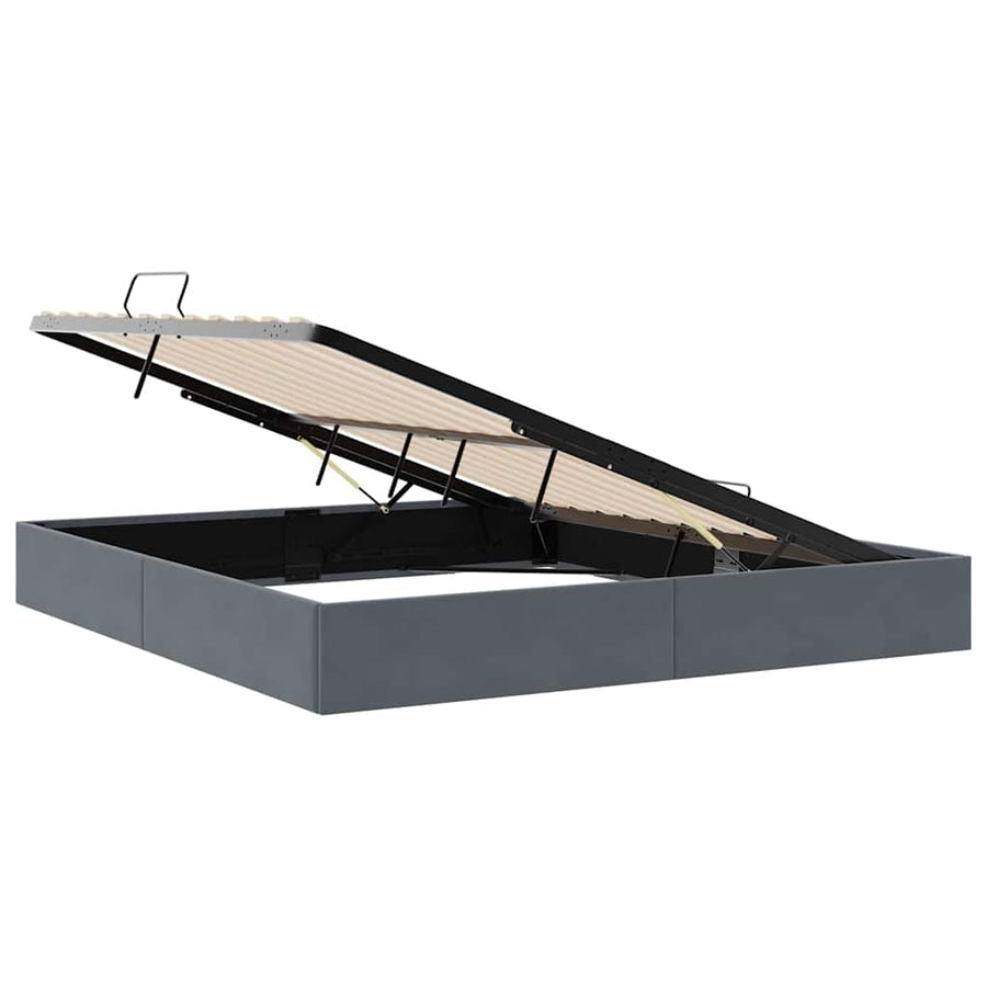 Opslag bed met opslag Donkergrijs 193 x 203 cm fluweel