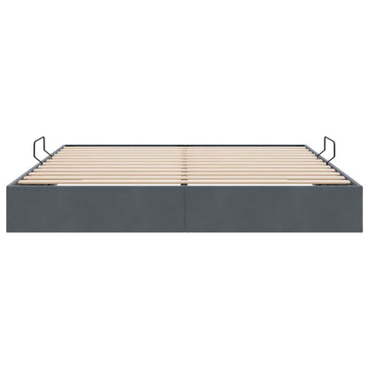 Opslag bed met opslag Donkergrijs 193 x 203 cm fluweel