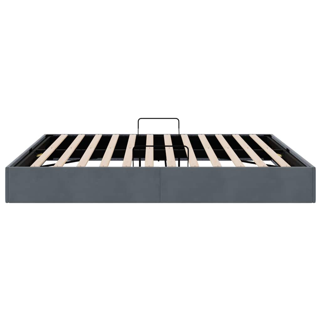 Opslag bed met opslag Donkergrijs 193 x 203 cm fluweel