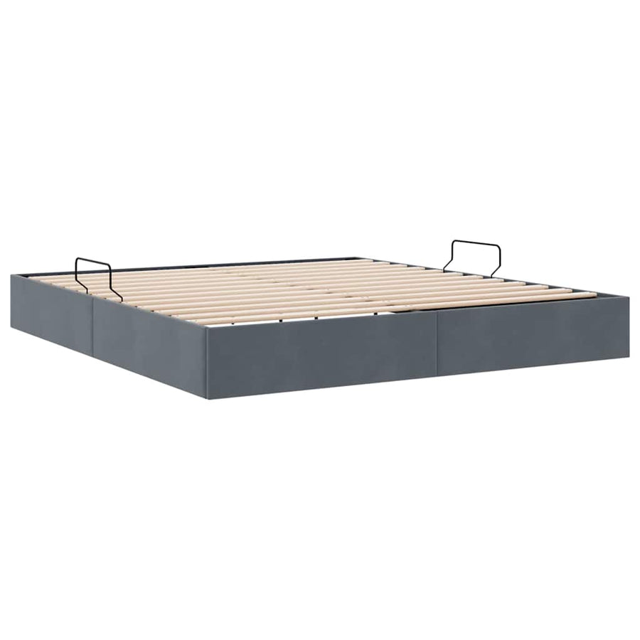 Opslag bed met opslag Donkergrijs 183 x 213 cm fluweel