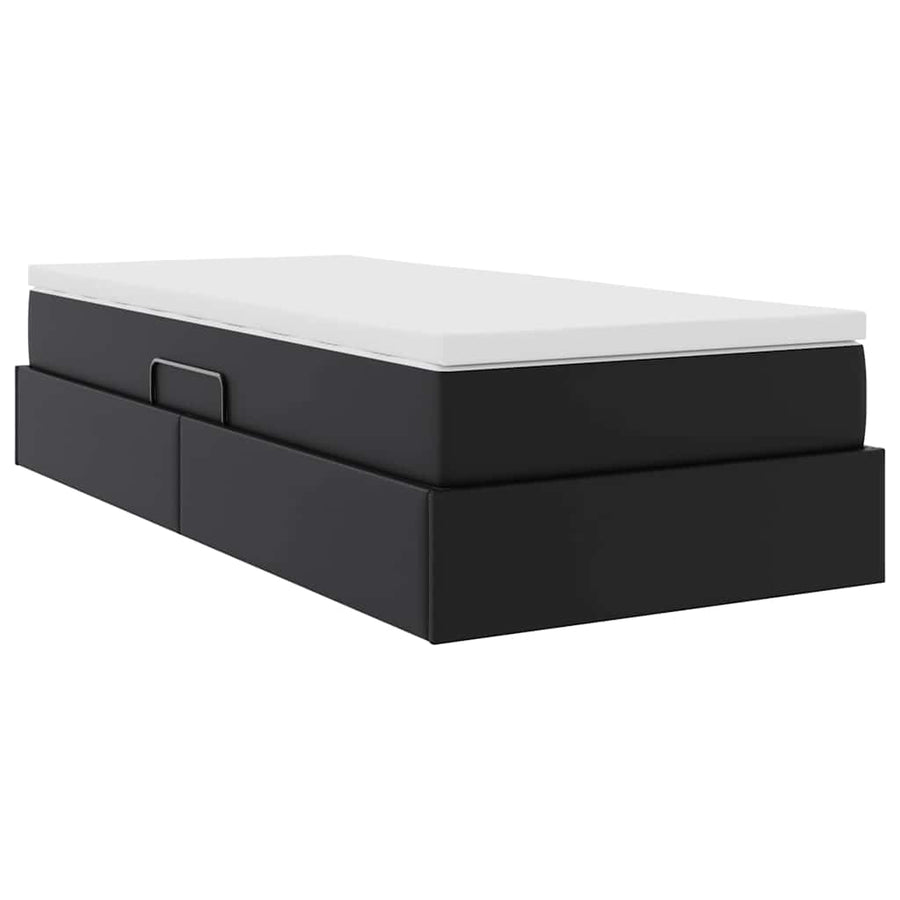 Opslag bed met matras met matras Zwart 90 x 190 cm Nep Leer