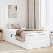 Opbergbed 90x190 cm wit kunstleer met matras