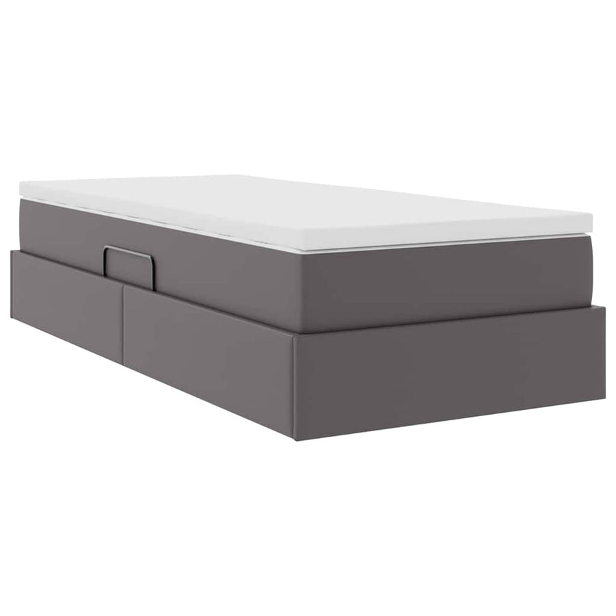 Opslag bed met matras met matras Grijs 90 x 190 cm Nep Leer