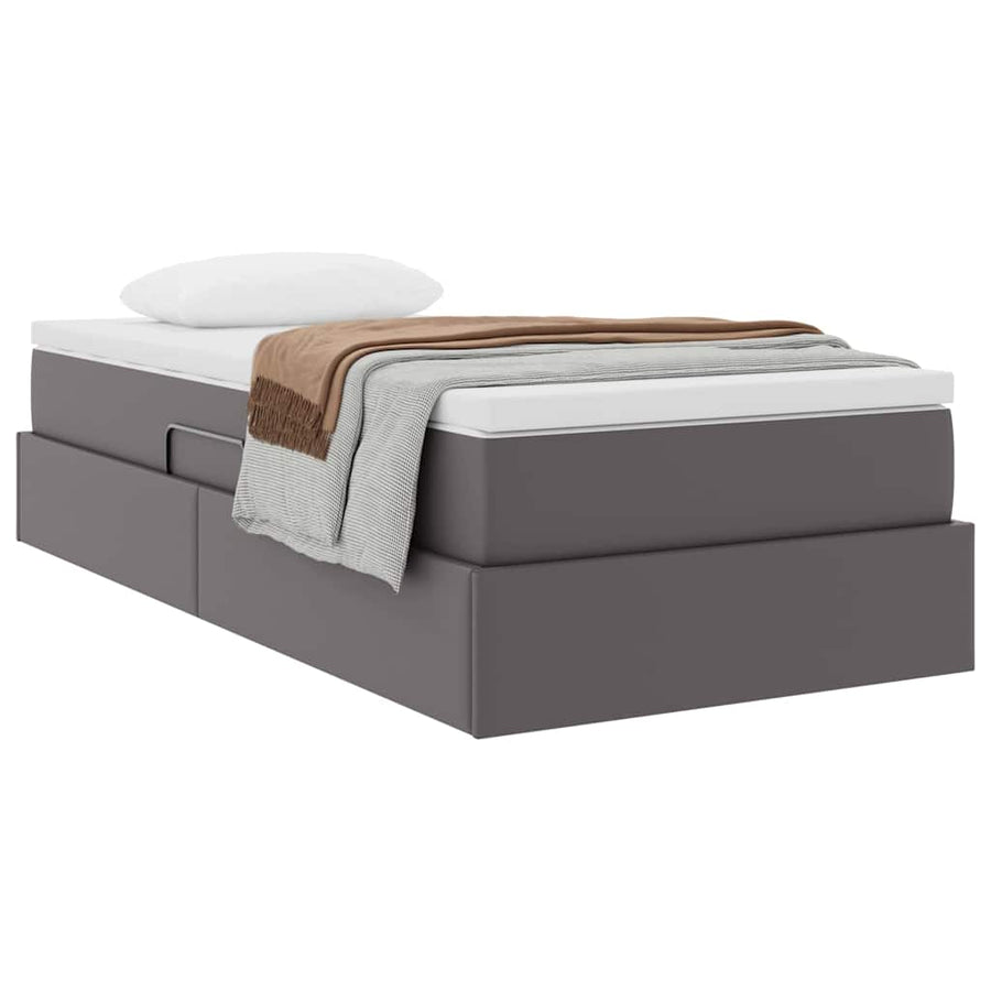Opslag bed met matras met matras Grijs 90 x 190 cm Nep Leer